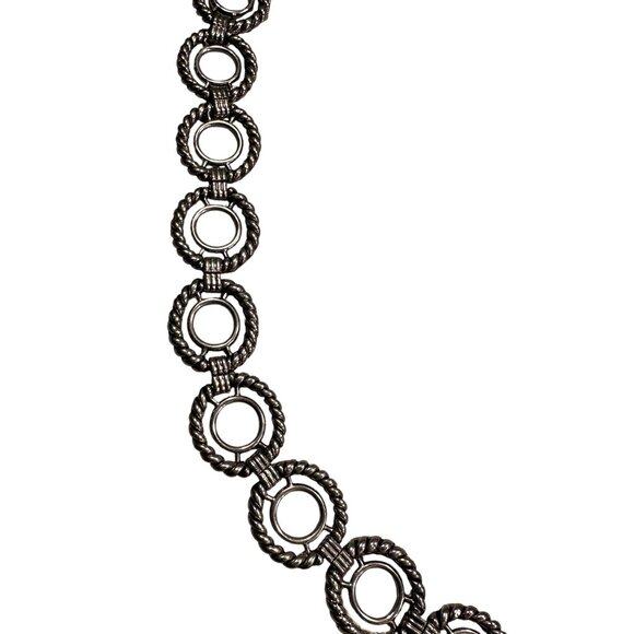 Rope Circle Chain Link Statement Belt Vintage T Bar Clasp Silver Adjustable - Picture 12 of 16